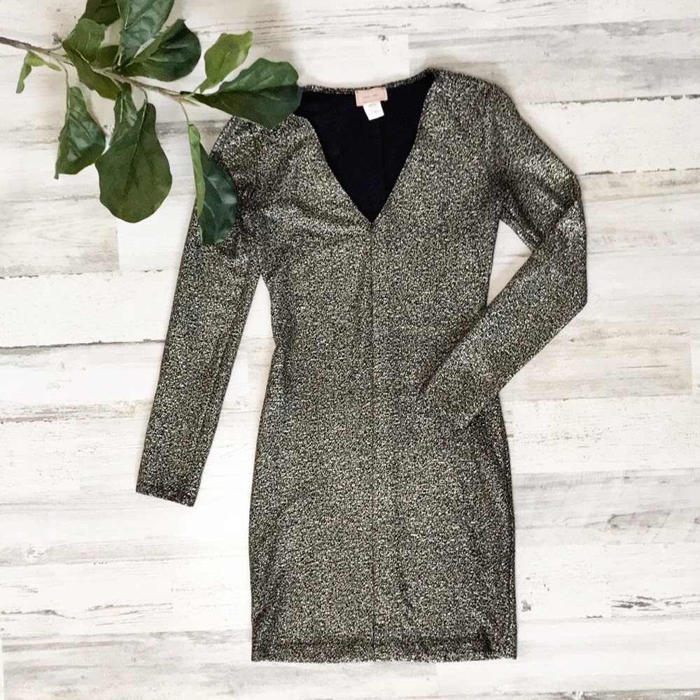 Gold speckled body con dress